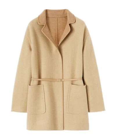Loro Piana Jimi Double-sided Coat In Dill Seed Color/camel Color