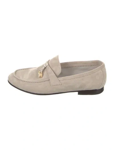 Pre-owned Loro Piana Joan Charms Suede Loafers In Neutral