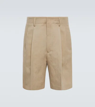 Loro Piana Joetsu Cotton And Linen Bermuda Shorts In Beige