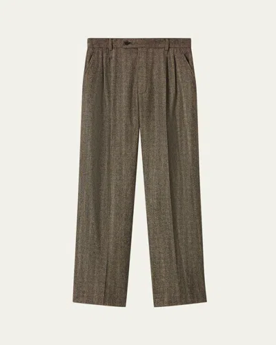Loro Piana Joris Pleated Straight-leg Trousers In Brown
