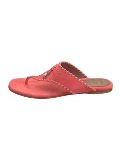 Pre-owned Loro Piana Jovis Suede Flip Flops In Pink