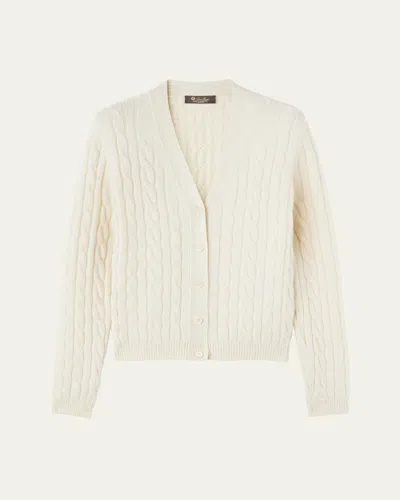 Loro Piana Jubilee Cable Baby Cashmere Cardigan In Pure Jubilee