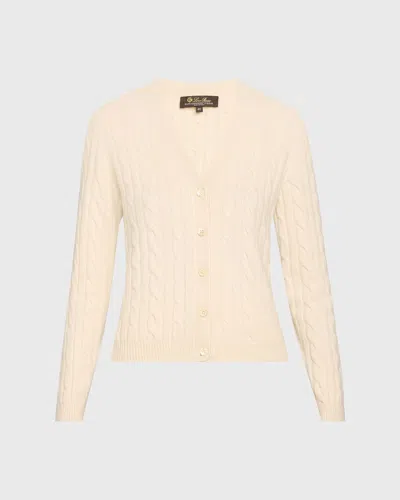 Loro Piana Jubilee Cable Baby Cashmere Cardigan In Pure Jubilee