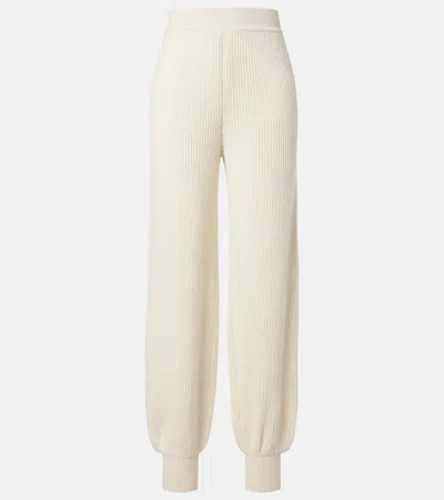 Loro Piana Juniper Ribbed-knit Cashmere Sweatpants In Neutral