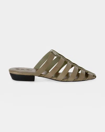 Loro Piana Kaede Caged Leather Mule Sandals In Neutral