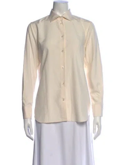 Pre-owned Loro Piana Kara Silk Button-up Top In Neutral