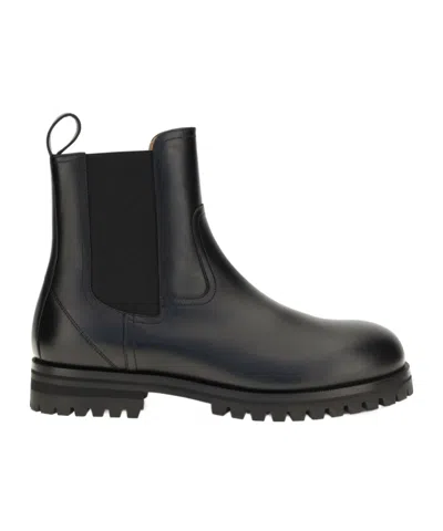 Loro Piana Kent Leather Ankle Boots In Black