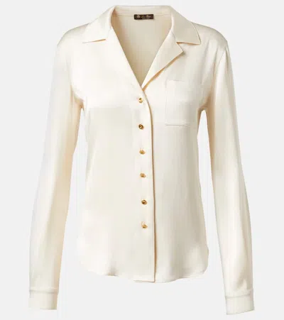 Loro Piana Ketty Silk Satin Shirt In White