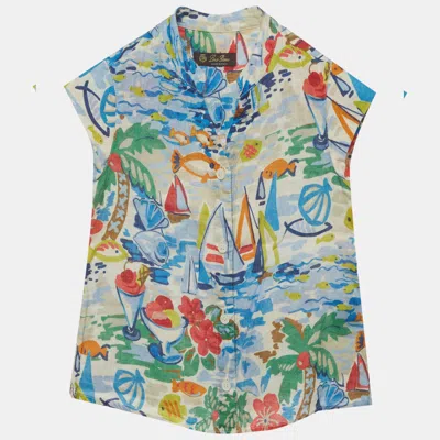 Pre-owned Loro Piana Kids Blue Printed Linen Shirt 4yrs In Multi