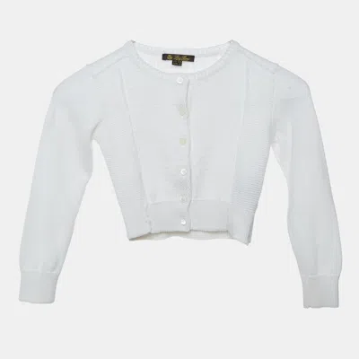 Pre-owned Loro Piana Kids White Cotton Knit Button Up Cardigan 4 Yrs