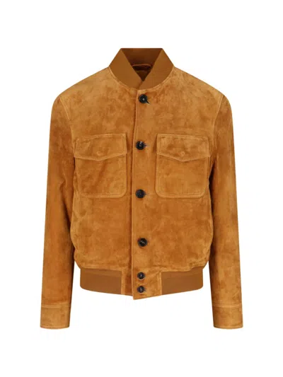 Loro Piana "kiku" Bomber Jacket, In Brown Suede