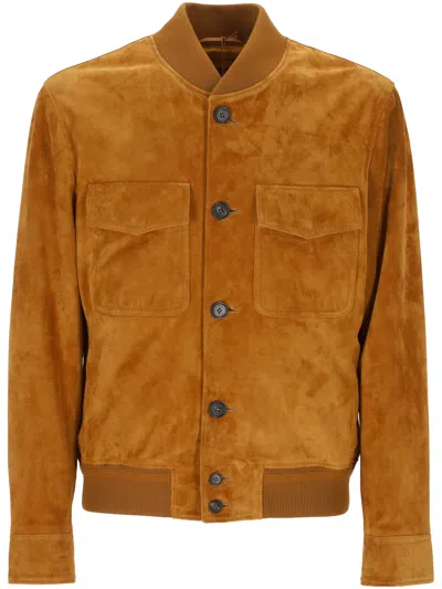 Loro Piana Kiku Calf Leather Bomber In Camel In Brown