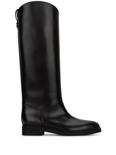 Loro Piana Kilda Leather Knee-high Boots In Black