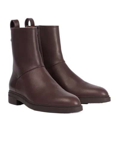 Loro Piana Kilda Leather Ankle Boots In Brown