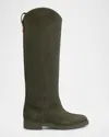 Loro Piana Kilda Suede Knee-high Riding Boots In Green