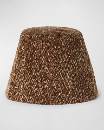 Loro Piana Kimi Embellished Tweed Corduroy Bucket Bag In Brown