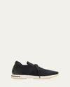 Loro Piana Knit Lace-up Runner Sneakers In Black