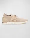 Loro Piana Knit Lace-up Runner Sneakers In Beige Mel