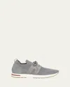 Loro Piana Knit Lace-up Runner Sneakers In Flannel Grey