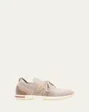 Loro Piana Knit Lace-up Runner Sneakers In Gray