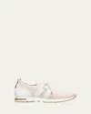 Loro Piana Knit Lace-up Runner Sneakers In Neutral