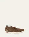 Loro Piana Knit Lace-up Runner Sneakers In Tundra
