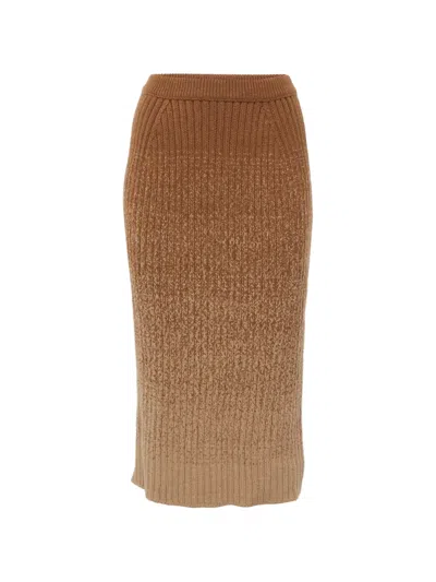 Pre-owned Loro Piana Knit Ombre Skirt In Brown