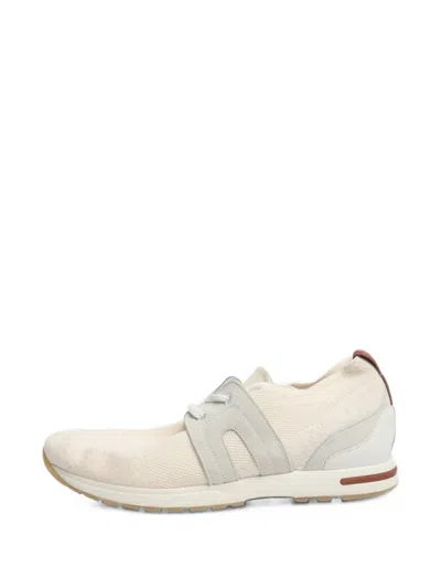 Pre-owned Loro Piana Knit Suede-detail Sneakers In Neutrals