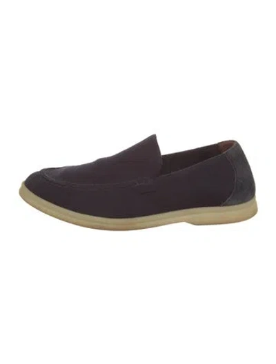 Pre-owned Loro Piana Knit Summer Walk Loafers In Blue