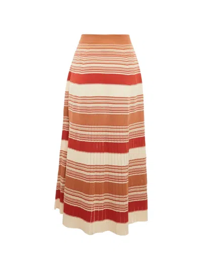 Pre-owned Loro Piana Knited Striped Skirt In Brown