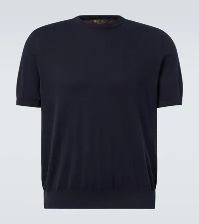 Loro Piana Knitted Cotton T-shirt In Blue