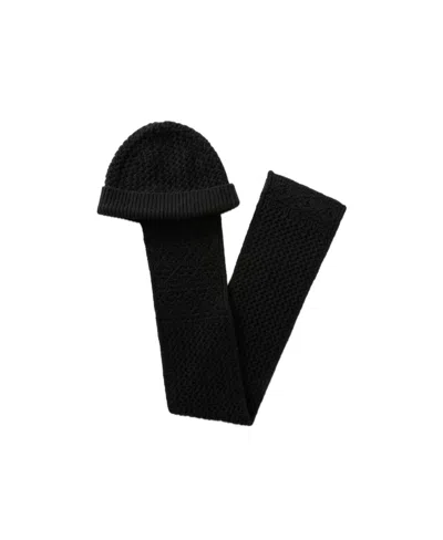 Loro Piana Knitted Hooded Cashmere Scarf In Black