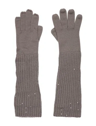 Pre-owned Loro Piana Knitted Long Gloves In Gray