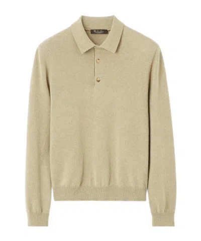 Loro Piana Knitted Polo Shirt In Nude