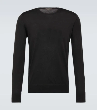 Loro Piana Knitted Virgin Wool Top In Onyx