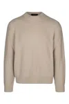 Loro Piana Ribbed Crew Neck Sweater With Long Sleeves In Brown