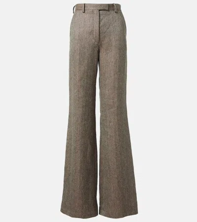Loro Piana Korbin Linen Wide-leg Pants In Brown
