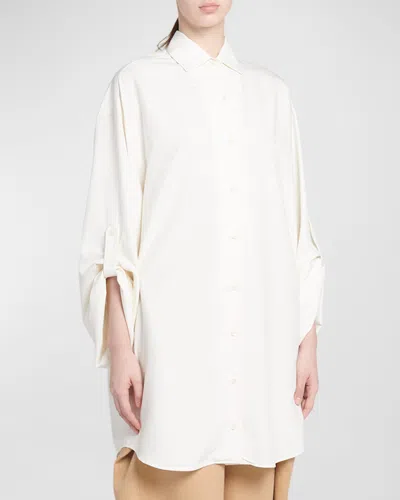 Loro Piana Kristen Japanese Dyed Silk Oversized Shirt In White