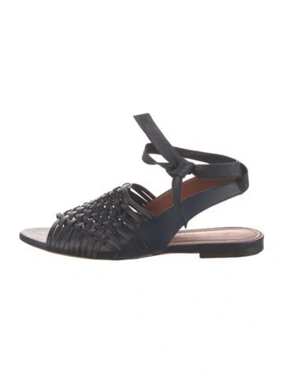 Pre-owned Loro Piana Kristen Leather Gladiator Sandals In Blue