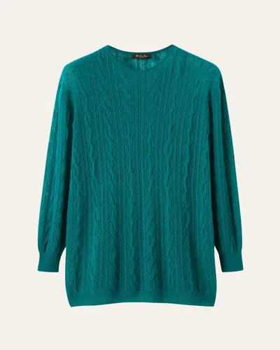 Loro Piana Kudle Cashmere-silk Crewneck Sweater In Green