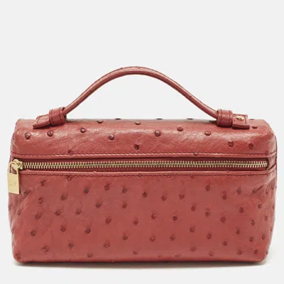 Pre-owned Loro Piana L19 Extra Pocket Red Ostrich Pouch