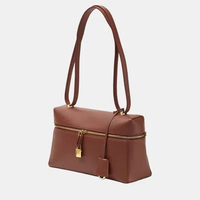 Pre-owned Loro Piana L27 Dark Tan Calfskin Leather Shoulder Bag