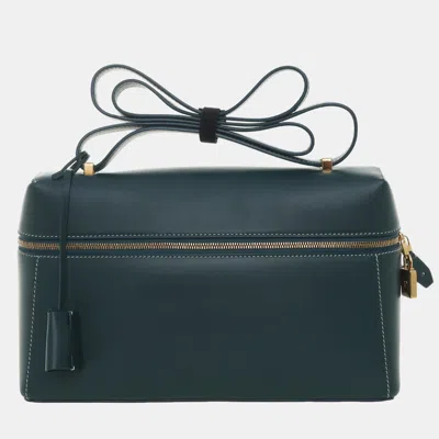 Pre-owned Loro Piana L27 New Petrolio Calfskin Leather Extra Bag In Blue