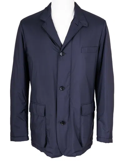 Pre-owned Loro Piana La Croisette Nabuk Lambskin Crocodile Leather Trim Bomber Jacket Xl In Blue