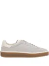 Loro Piana Lace-up Suede Sneakers In White