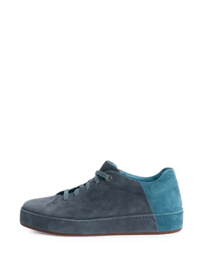 Pre-owned Loro Piana Lace-up Suede Sneakers In Blue