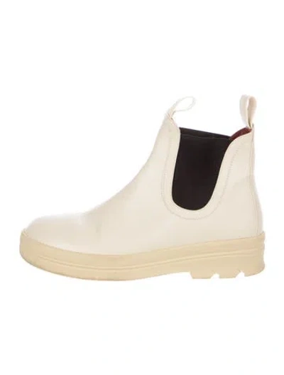 Pre-owned Loro Piana Lakeside Leather Chelsea Leather Chelsea Boots In Neutral