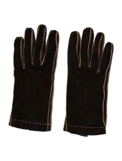 Pre-owned Loro Piana Lamb Suede Gloves In Brown