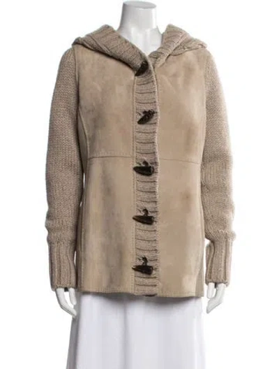 Pre-owned Loro Piana Lambskin Faux Fur Jacket In Neutral