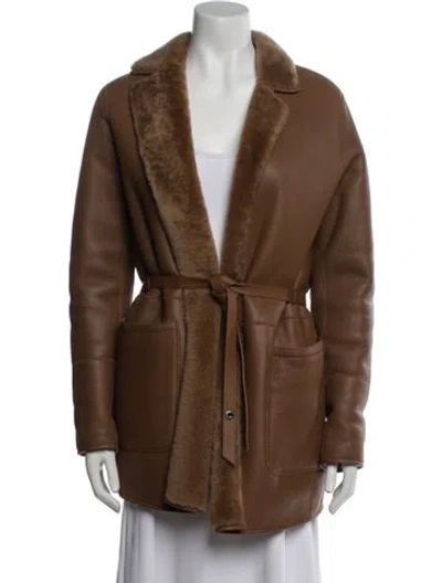 Pre-owned Loro Piana Lambskin Fur Coat In Brown